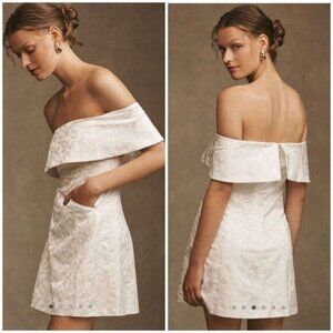 Anthro BHLDN Ingrid Stretch Jacquard Off the Shoulder Dress Size M